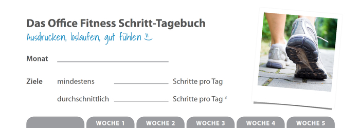 Das Office Fitness Schritt-Tagebuch